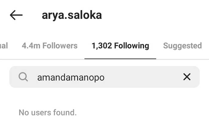 Arya Saloka unfollow Amanda