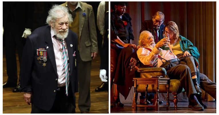 Ian McKellen terlihat tampil dalam adegan Player Kings yang berada di West End hingga 22 Juni. Foto : Hoda Davaine/Dave Bennet/Getty I