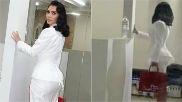 Perbedaan foto Kim Kardashian yang asli dengan bayangan di cermin (Foto: Reddit/KUWTKsnark)